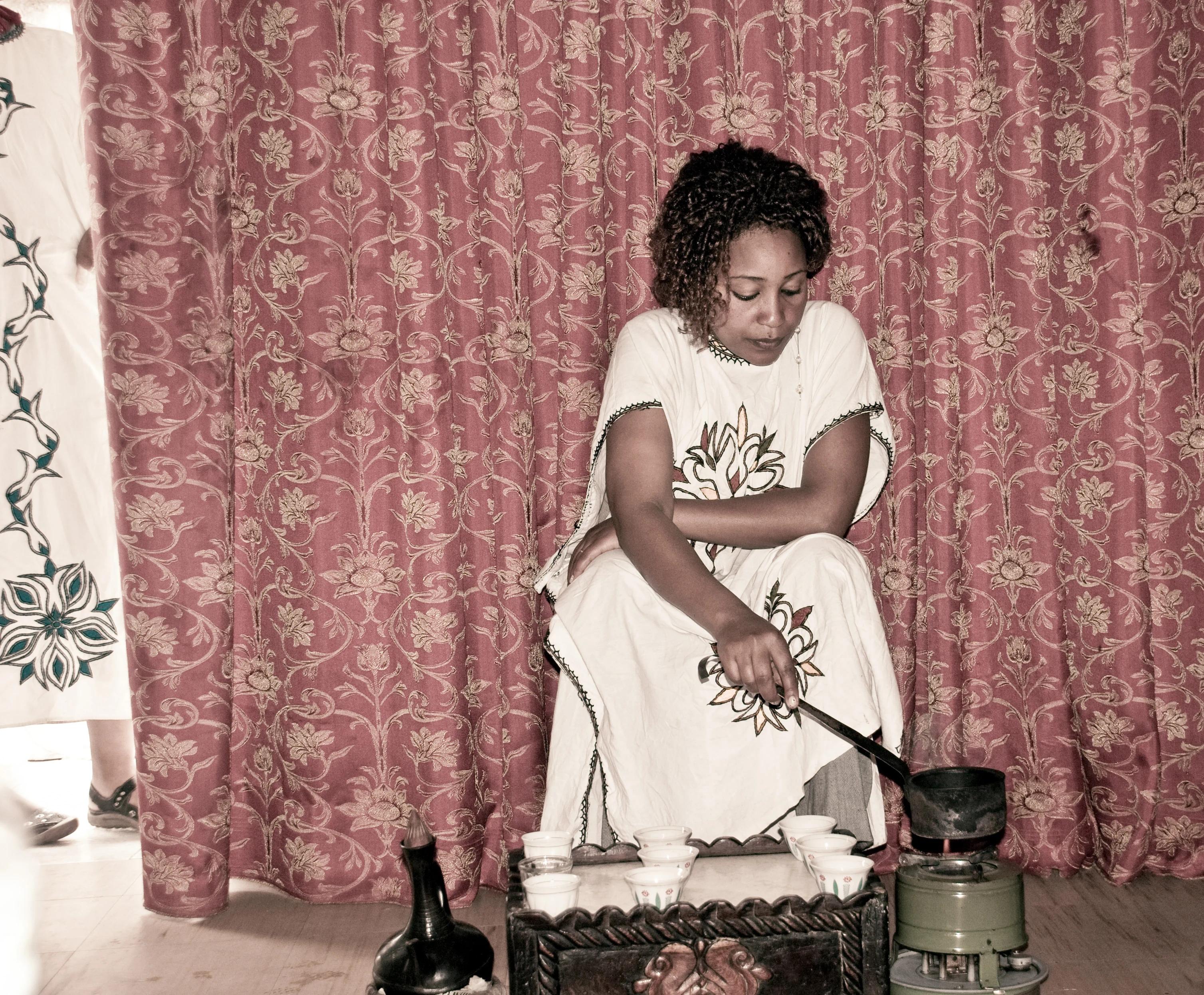 Ethiopian coffee ceremony.