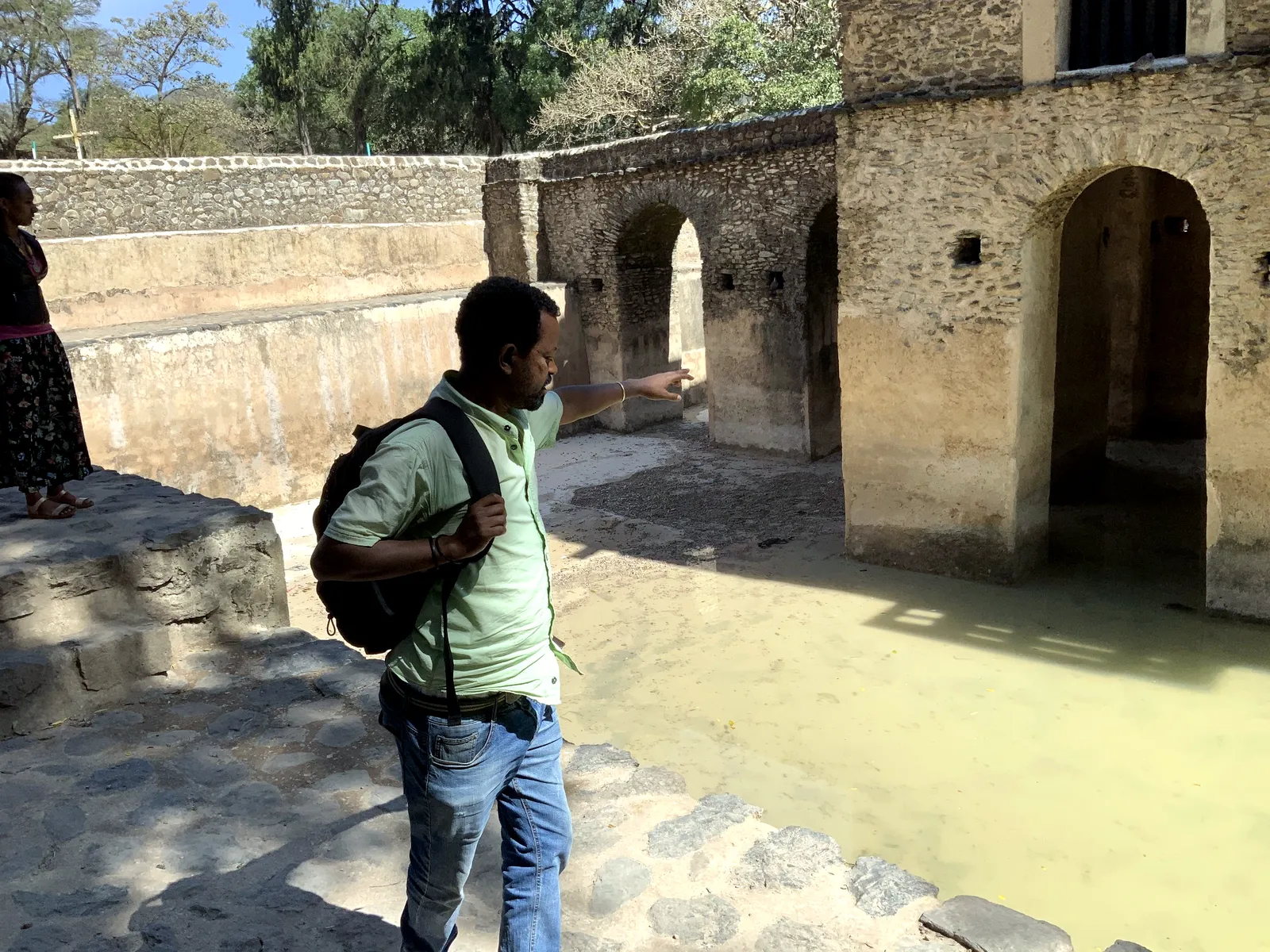 Local guide explaining the Gondar heritage route.