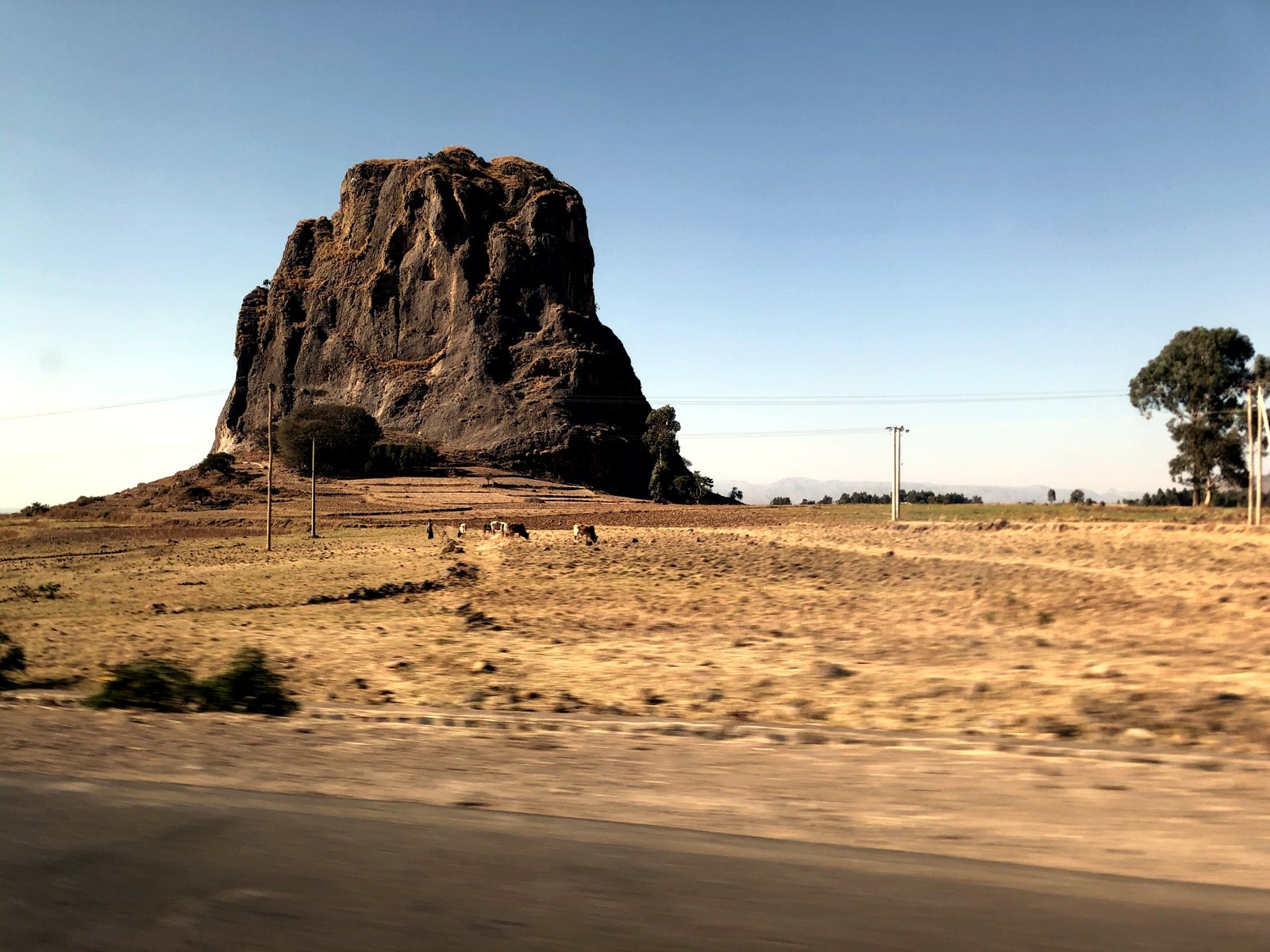 Rocky roadside landscape for a Simien highland route.